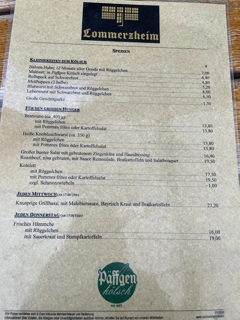 Menu_Gaststätte Lommerzheim_Köln_immagine_4