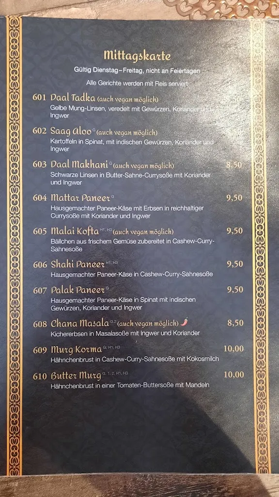 Menü_Taste of India_Detmold_Bild_2