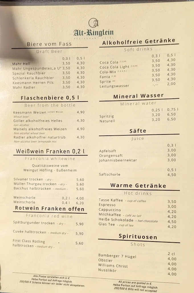 Menu_Hotel Alt-Ringlein_Bamberg_immagine_1