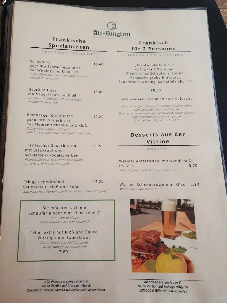 Menu_Hotel Alt-Ringlein_Bamberg_immagine_2