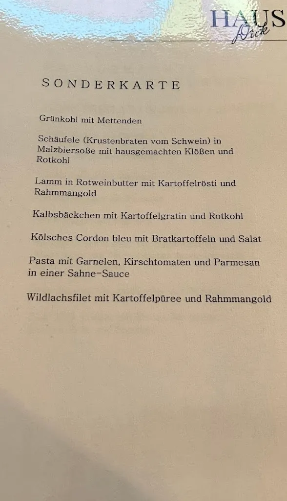 Menü_Gaststätte Haus Dick_Dormagen_Bild_1