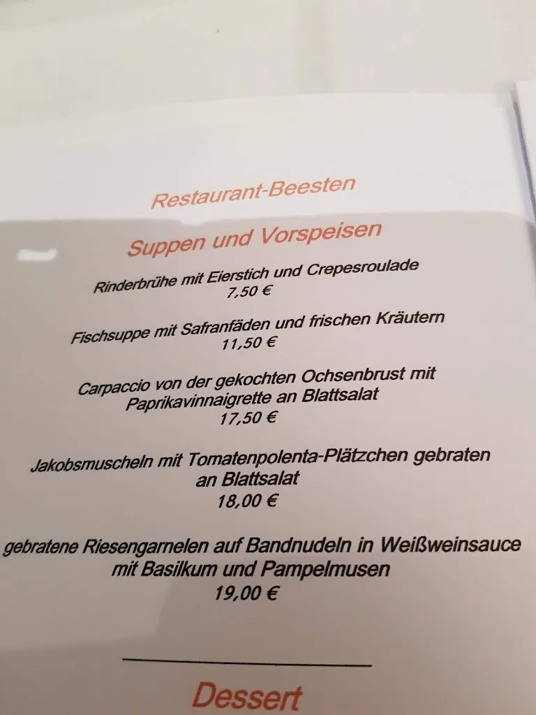 Menu_Restaurant Beesten_Rheine_image_1