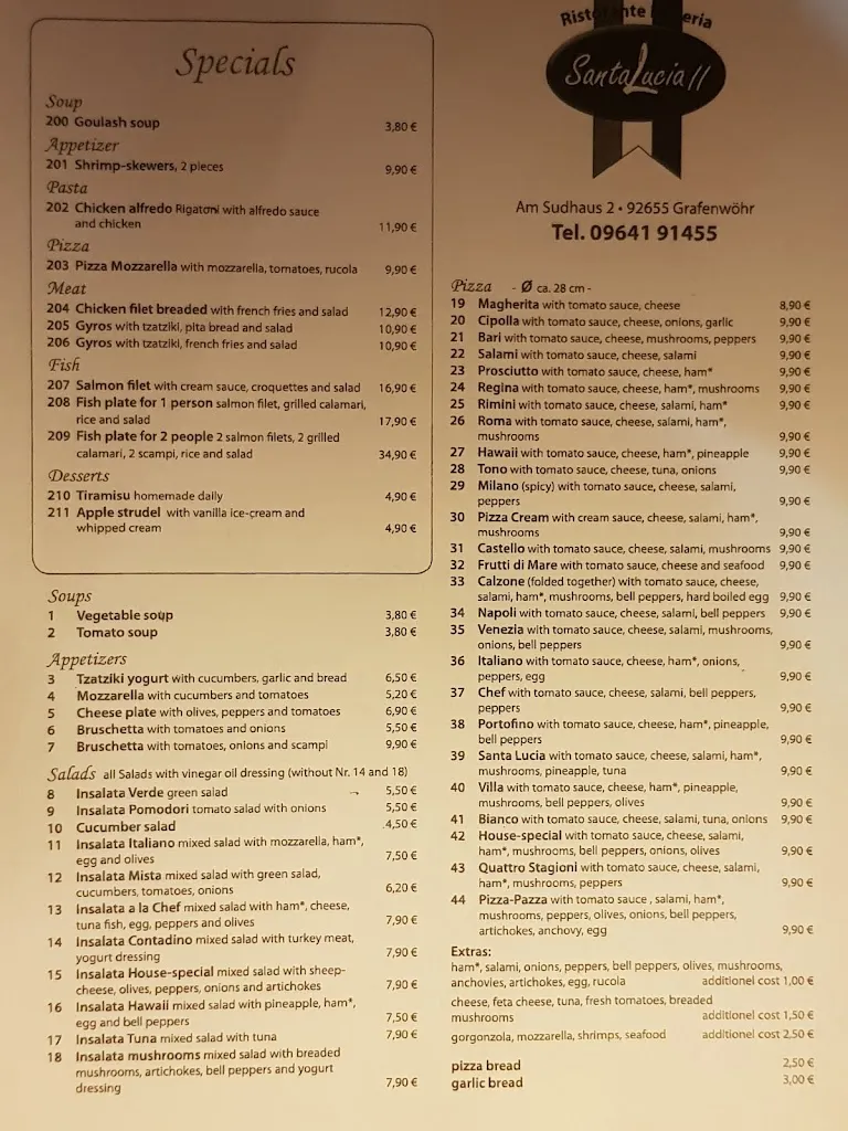 Menu_Pizzeria Santa Lucia II_Grafenwöhr_image_1