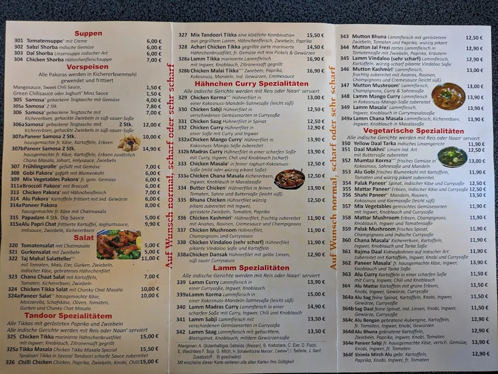 Menu_Restaurant Taj Mahal_Frechen_image_1