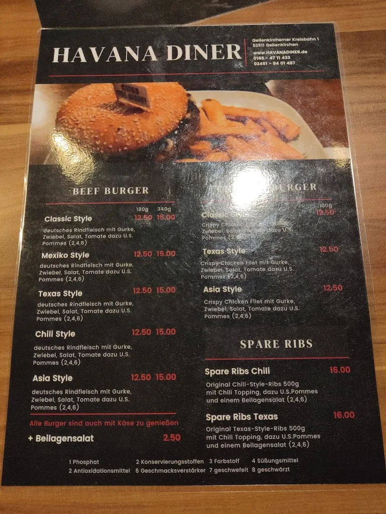 Menu_Havana American Diner_Geilenkirchen_image_1