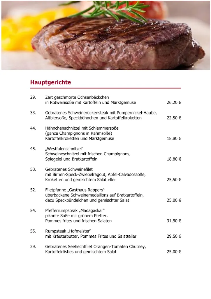 Menu_Hotel- Restaurant Gasthaus Rappers_Velen_image_1