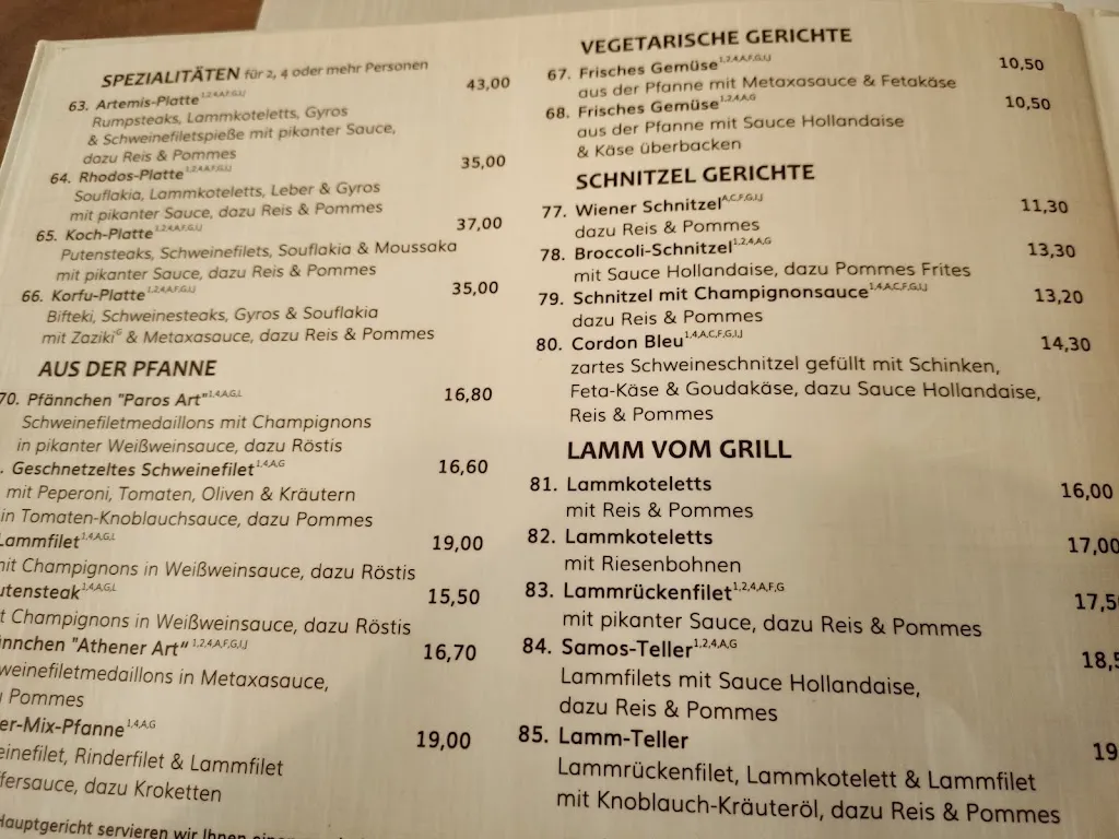 Menu_Restaurant Artemis_Gladbeck_image_2