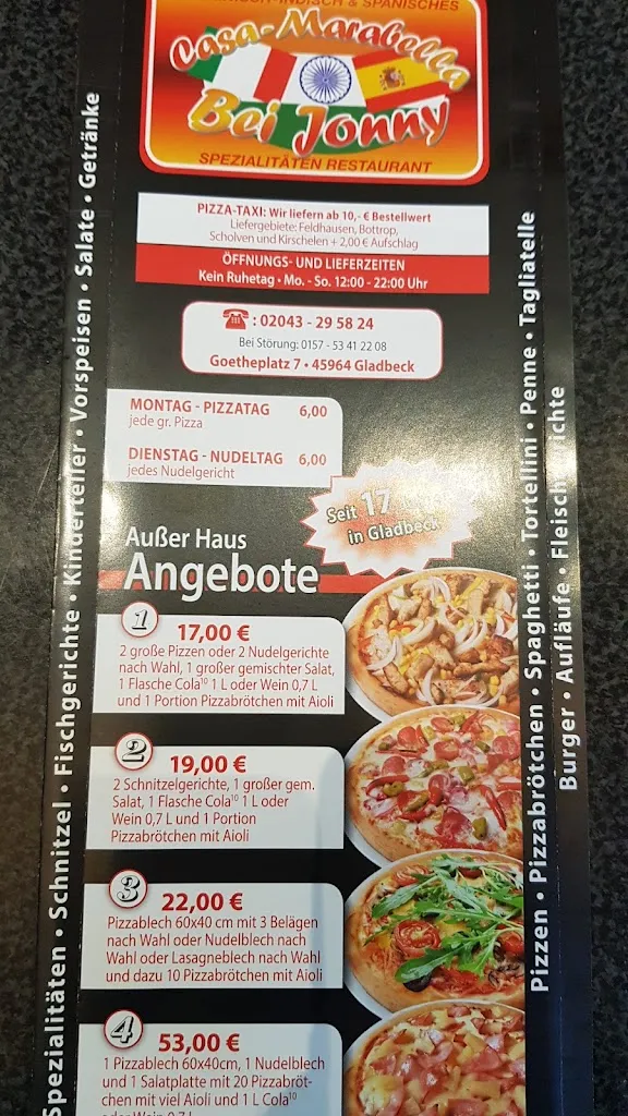 Menu_Pizzeria - Casa Marabella - Bei Jonny_Gladbeck_immagine_1