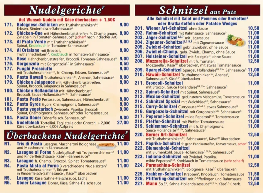 Menu_Restaurante & Pizzeria Pizza Land Gladbeck Ital.Pizza, Pasta ,Salate Pute.Schnitzel ,Amerk. XXL Burger Pommes Wurst Nuggts_Gladbeck_image_2