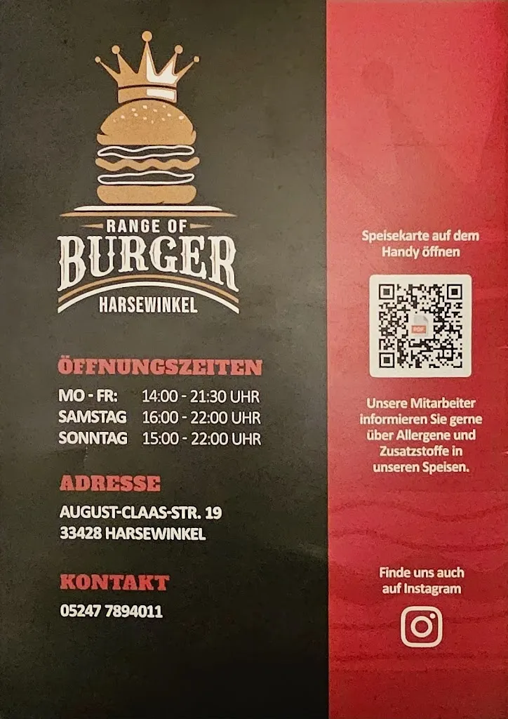 Menu_Range of Burger - Harsewinkel_Harsewinkel_immagine_4