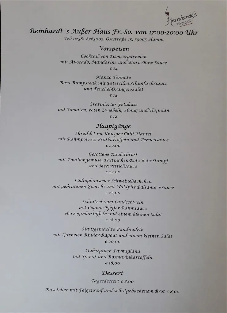 Menu_Reinhardt´s Restaurant & Weinbar_Hamm_image_1