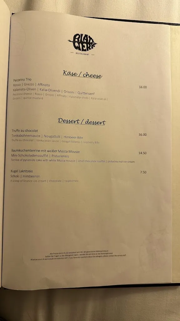 Menu_Restaurant Blattwerk_Heiligenhaus_immagine_1