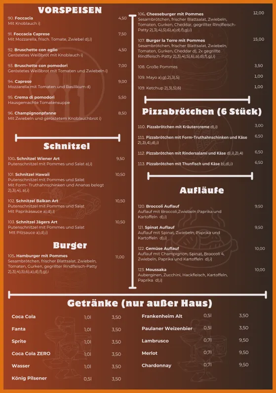 Menu_Pizzeria La Torre_Heiligenhaus_image_1