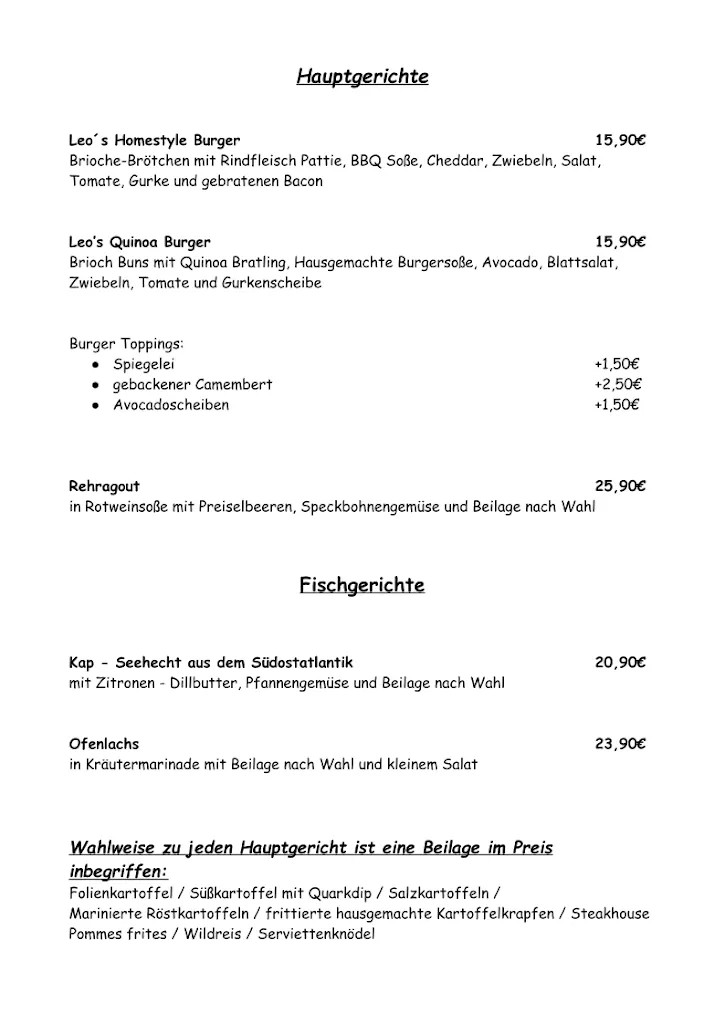 Menu_Leo's Café - Restaurant Hellenthal_Hellenthal_immagine_1