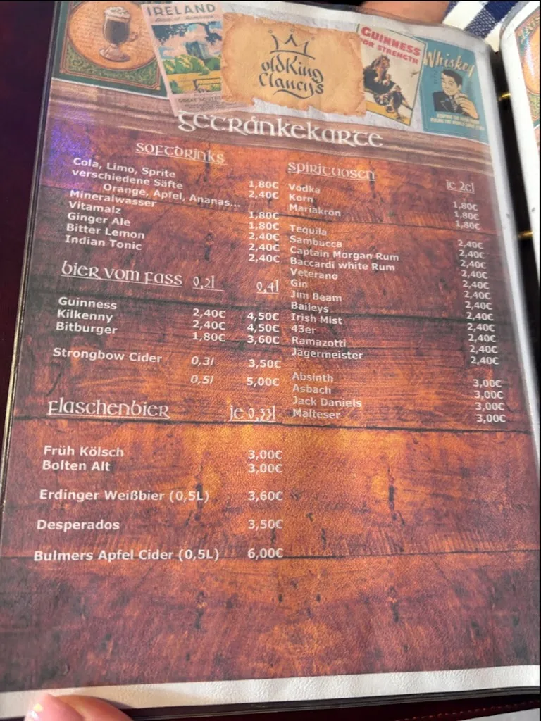 Menü_Gaststätte Bürgerhof - Old King Clancy‘s_Herzogenrath_Bild_1