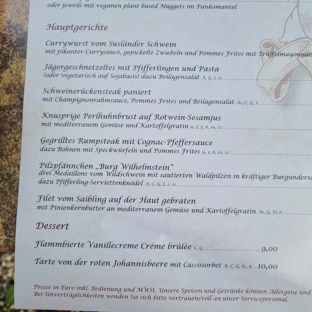 Menu_Burg Wilhelmstein, Restaurant & Freilichtbühne Würselen (nahe Aachen)_Würselen_image_2