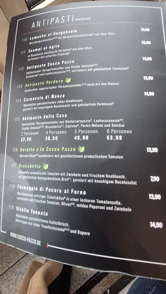 Menu_Cocco Pazzo Restaurant Minden_Minden_image_1