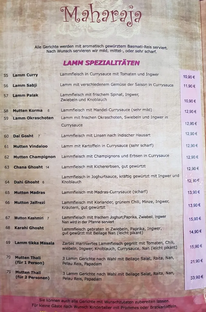 Menu_Maharaja indisches Restaurant_Minden_image_3