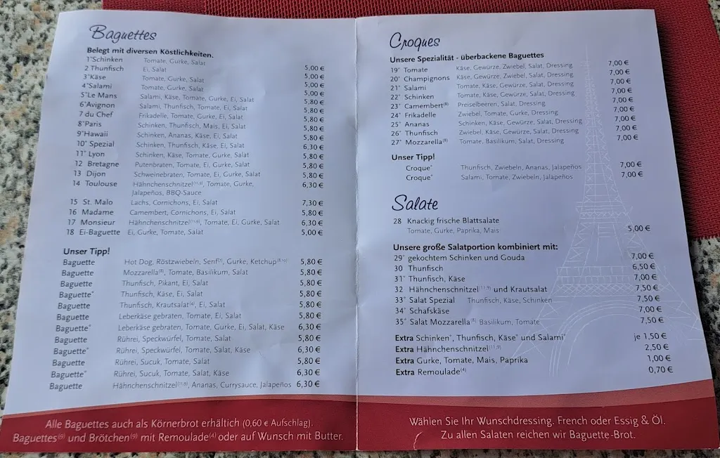 Menu_Gaststätte La Baguette_Hückelhoven_image_1