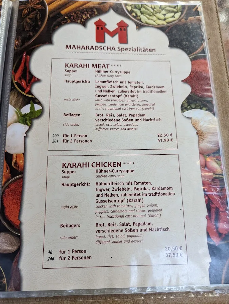 Menu_Indisches Restaurant Maharadscha_Berlin_image_4