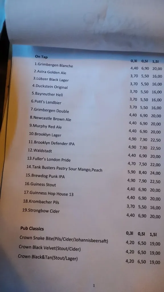 Menu_The New Crown_Iserlohn_image_1