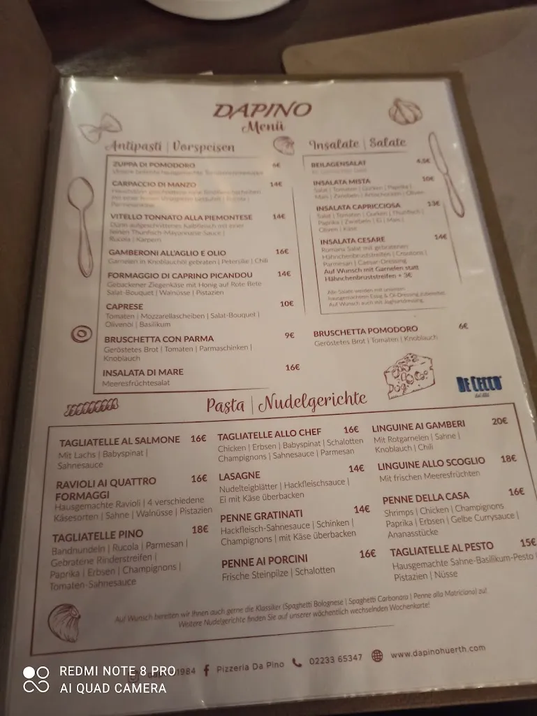 Menu_Ristorante-Pizzeria Dapino_Hürth_image_1