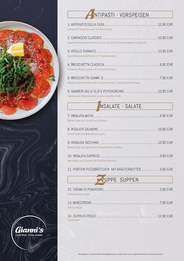 Menu_GIANNI´S | Restaurant & Pizzeria_Kalkar_image_1