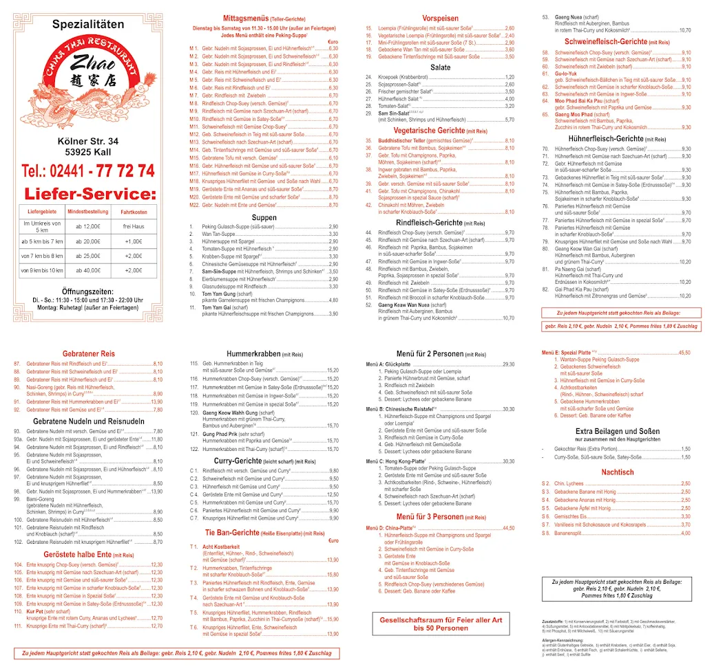 Menu_China Thai Restaurant Zhao_Kall_immagine_1