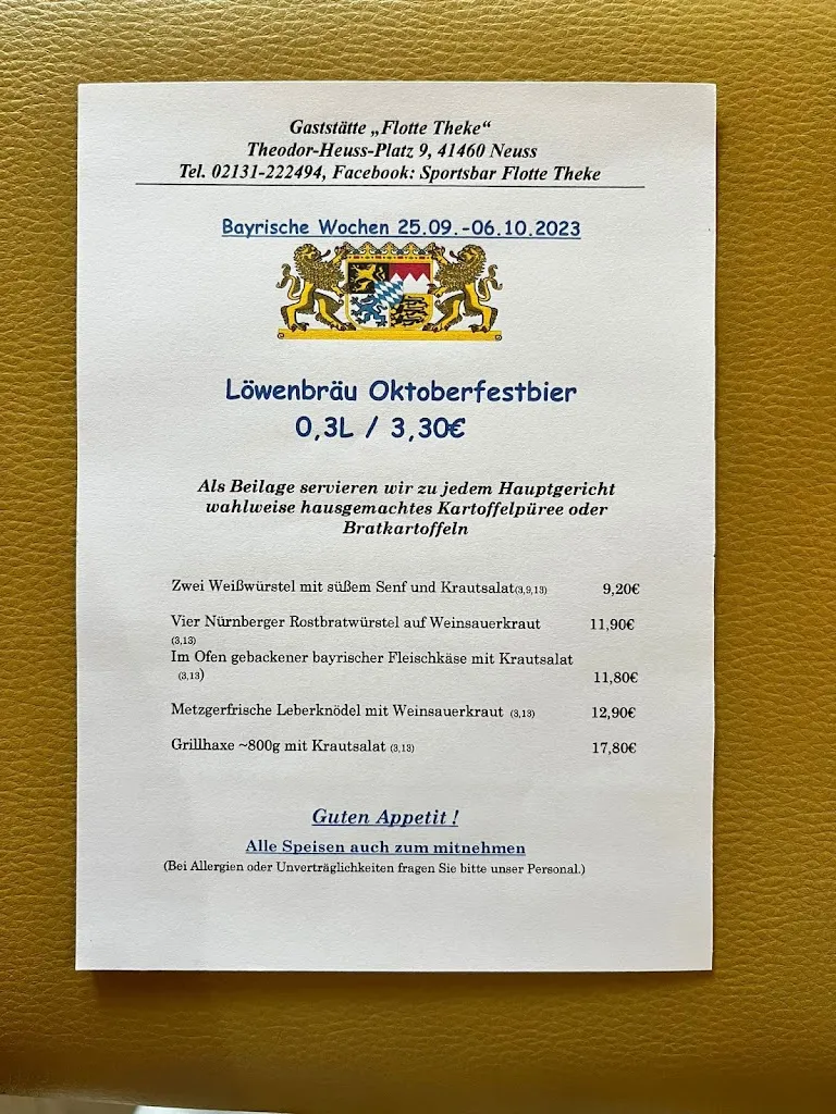 Menu_Bier- und Speisegaststätte Flotte Theke_Neuss_image_1
