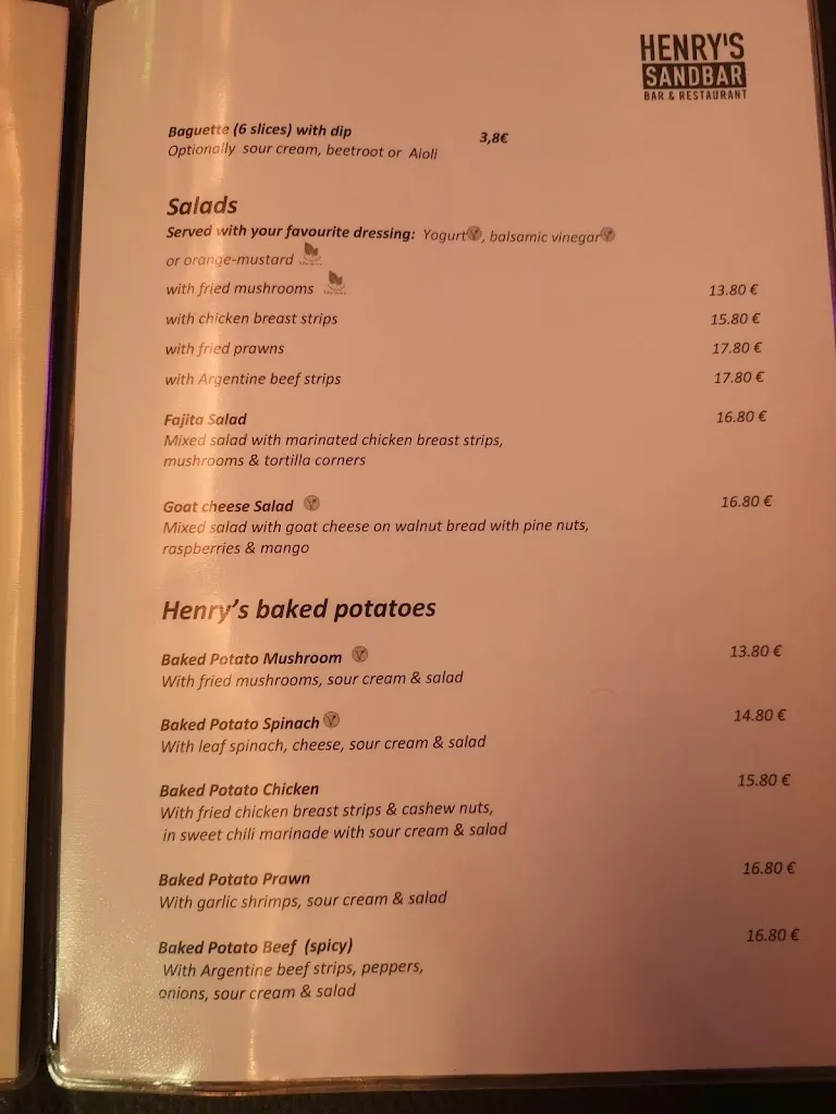 Menu_Henry's Sandbar & Restaurant_Kerpen_image_2