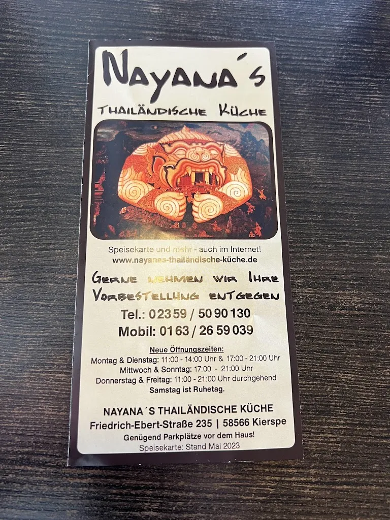 Menu_Nayana Thailändische Küche - Phiangchai Phromseangsai_Kierspe_image_1