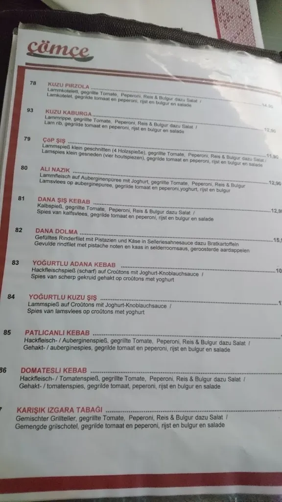 Menu_ÇÖMÇE Holzkohle Restaurant Kleve_Kleve_immagine_1