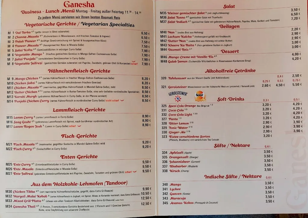 Menü_Restaurant Ganesha Landsberg UG_Lech_Bild_1