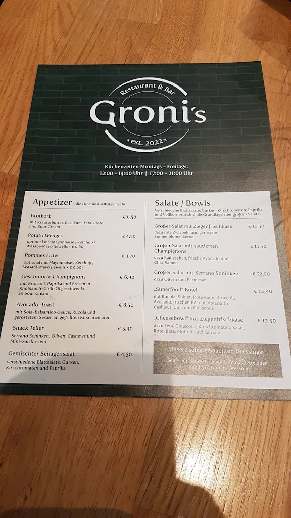 Menu_Groni's Restaurant & Bar_(Rheinland)_immagine_2