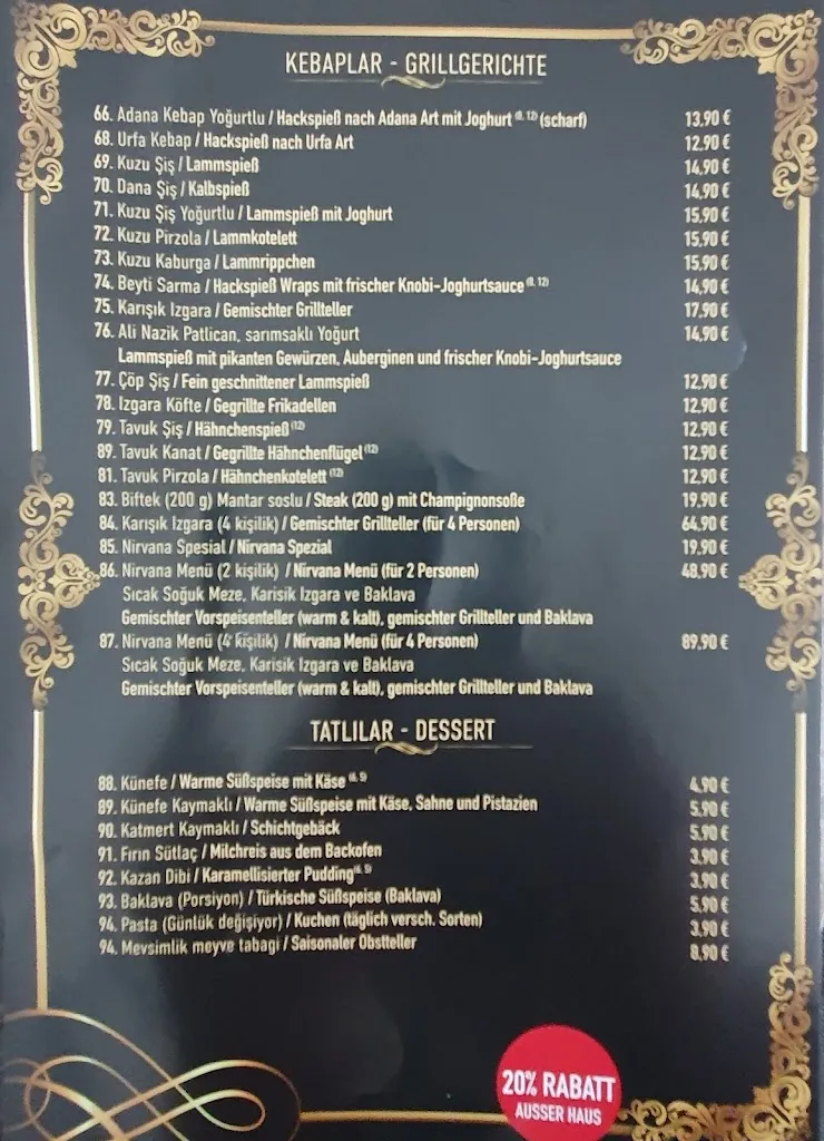 Menu_Nirvana Restaurant Langenfeld_(Rheinland)_image_1