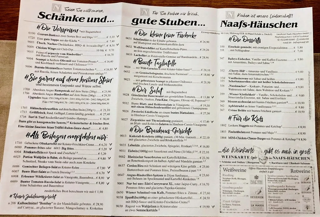 Menu_Naafs-Häuschen: Schänke & Stuben, Sommer-Biergarten_Lohmar_immagine_1