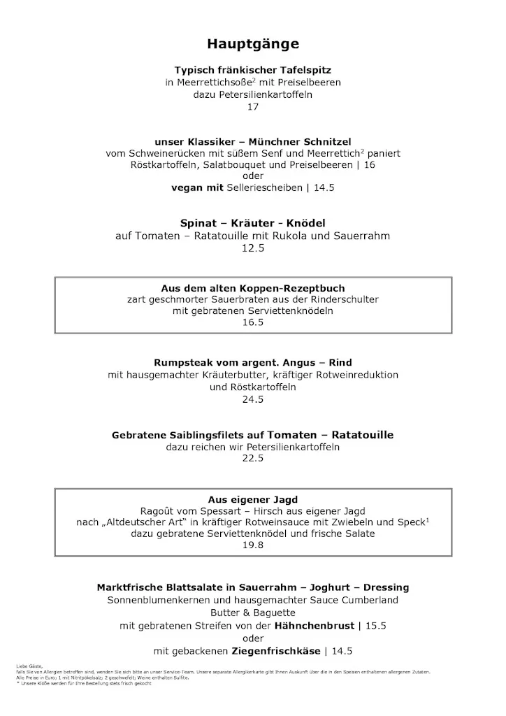 Menu_Fränkischer Gasthof - Hotel „Zum Koppen“_Main_image_2