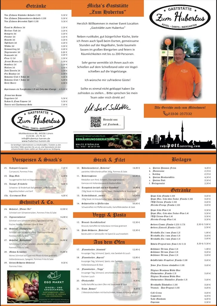 Menu_Zum Hubertus Inh. Michael Schlottke Bundeskegelbahnen, Gesellschaftsräume, Biergarten_Lünen_image_1