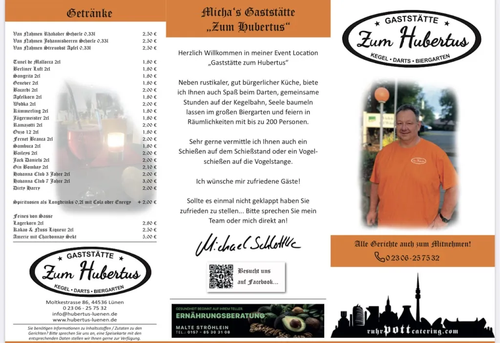 Menu_Zum Hubertus Inh. Michael Schlottke Bundeskegelbahnen, Gesellschaftsräume, Biergarten_Lünen_image_2