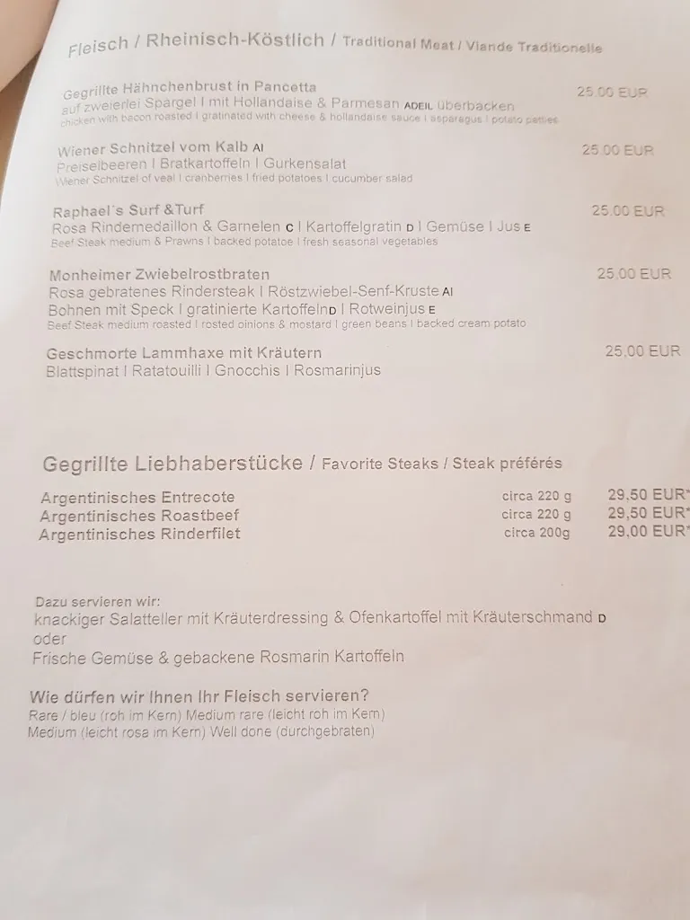Menu_Raphael's Restaurant_Rhein_immagine_1