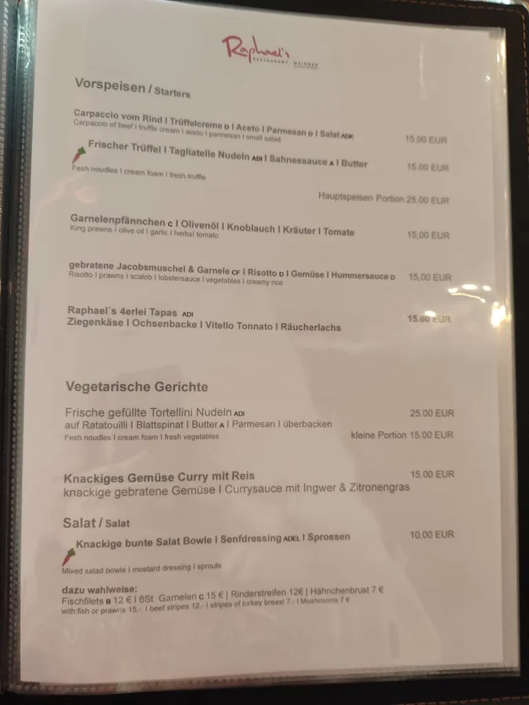 Menu_Raphael's Restaurant_Rhein_immagine_4
