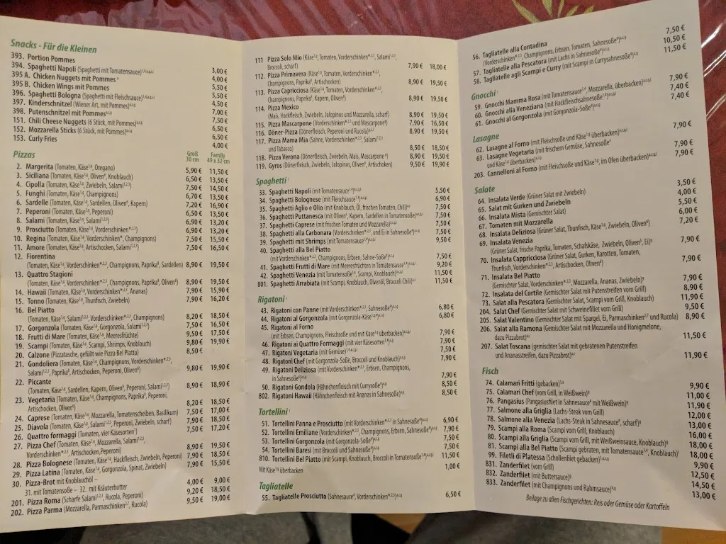 Menu_Gaststätte Bel Piatto_Geiselhöring_image_1