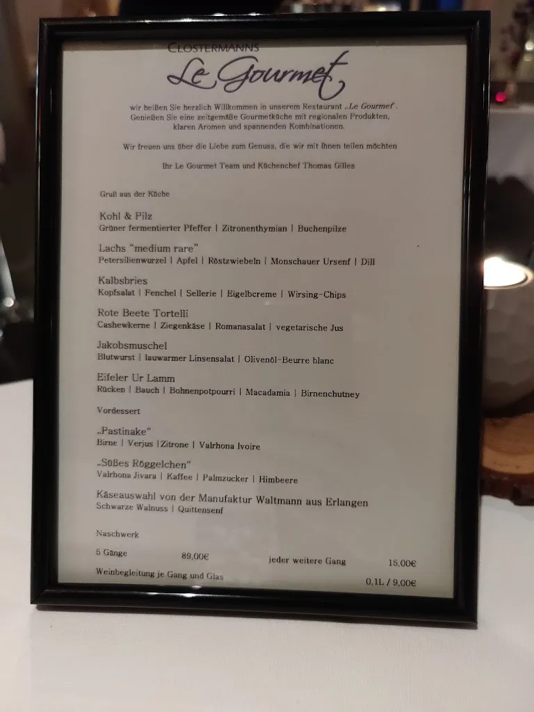 Menu_Clostermanns Le Gourmet_Niederkassel_immagine_1