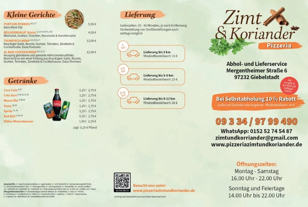 Menu_Pizzeria Zimt&koriander giebelstadt_Giebelstadt_immagine_1