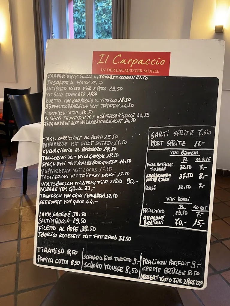 Menu_Il Carpaccio in der Baumeister-Mühle_Oberhausen_immagine_1