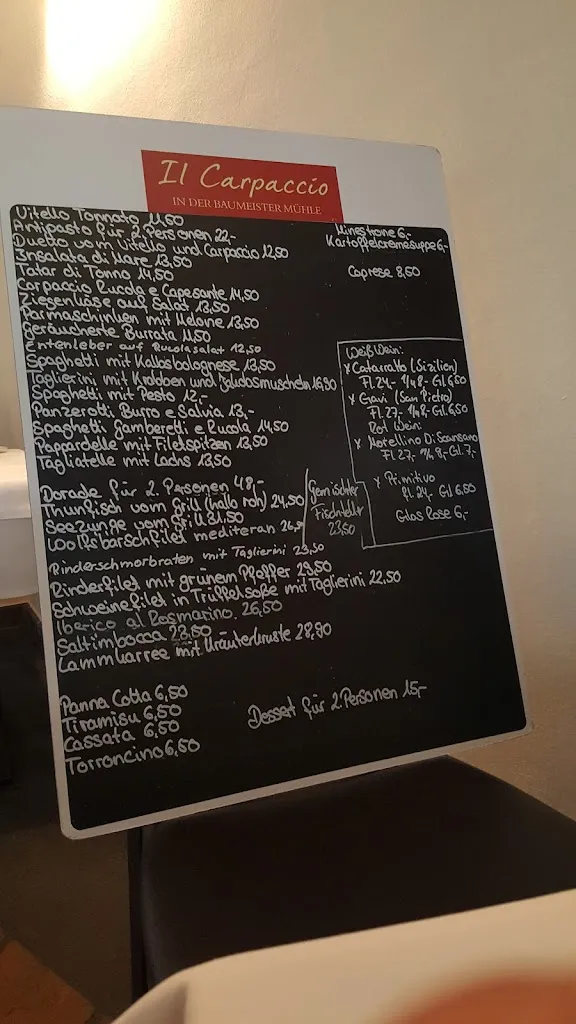 Menu_Il Carpaccio in der Baumeister-Mühle_Oberhausen_immagine_4