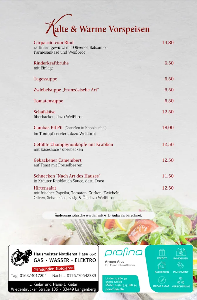 Menu_Restaurant & Hotel Zum Wasserturm_Oelde_immagine_2