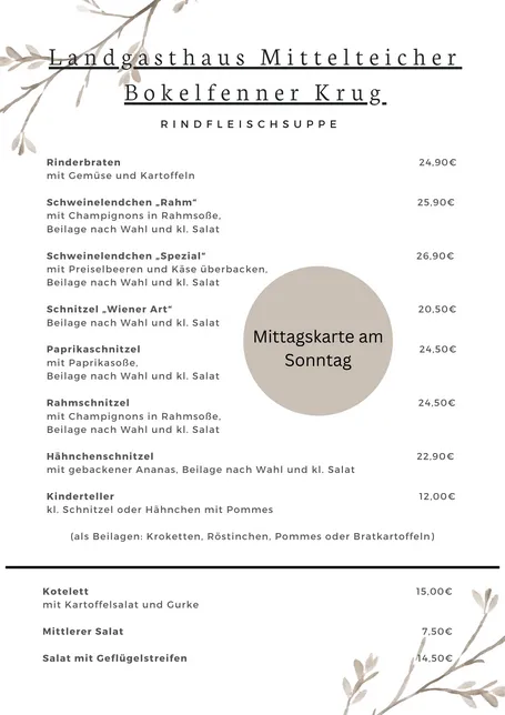 Menu_Landgasthaus Mittelteicher 