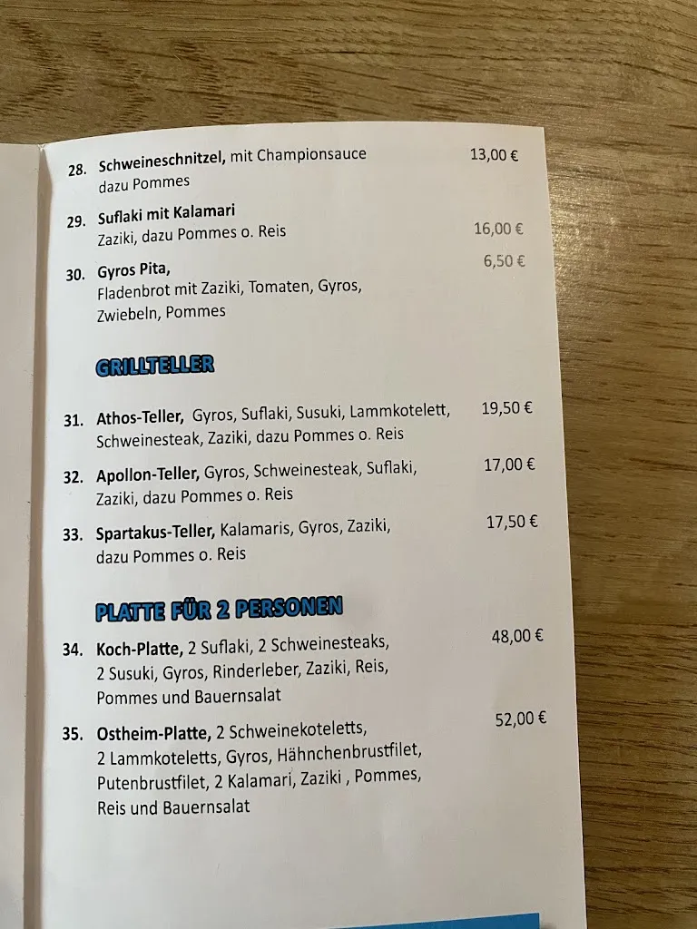 Menu_Griechisches Restaurant Erholung „Athos