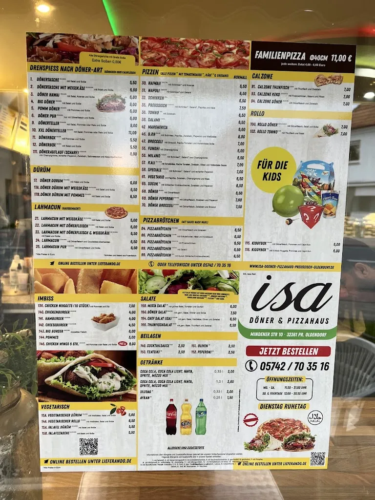 Menu_ISA Döner- und Pizzahaus_Oldendorf_image_1